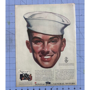 1944 Print Ad US Navy Anti-aircraft Gunner Bradshaw Crandell Pontiac